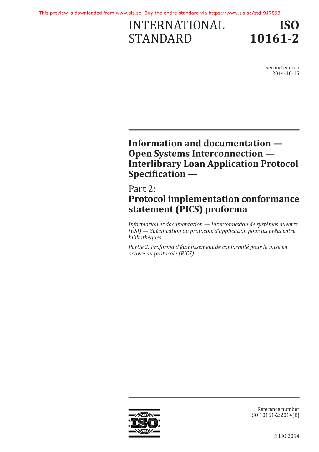 International Standard Iso 10161-2:2014(E)