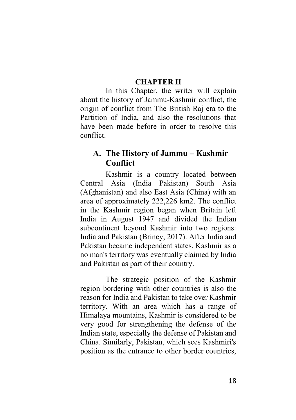 A. the History of Jammu – Kashmir Conflict