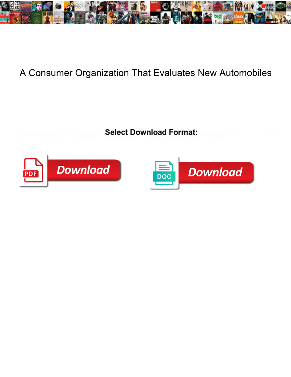 A Consumer Organization That Evaluates New Automobiles