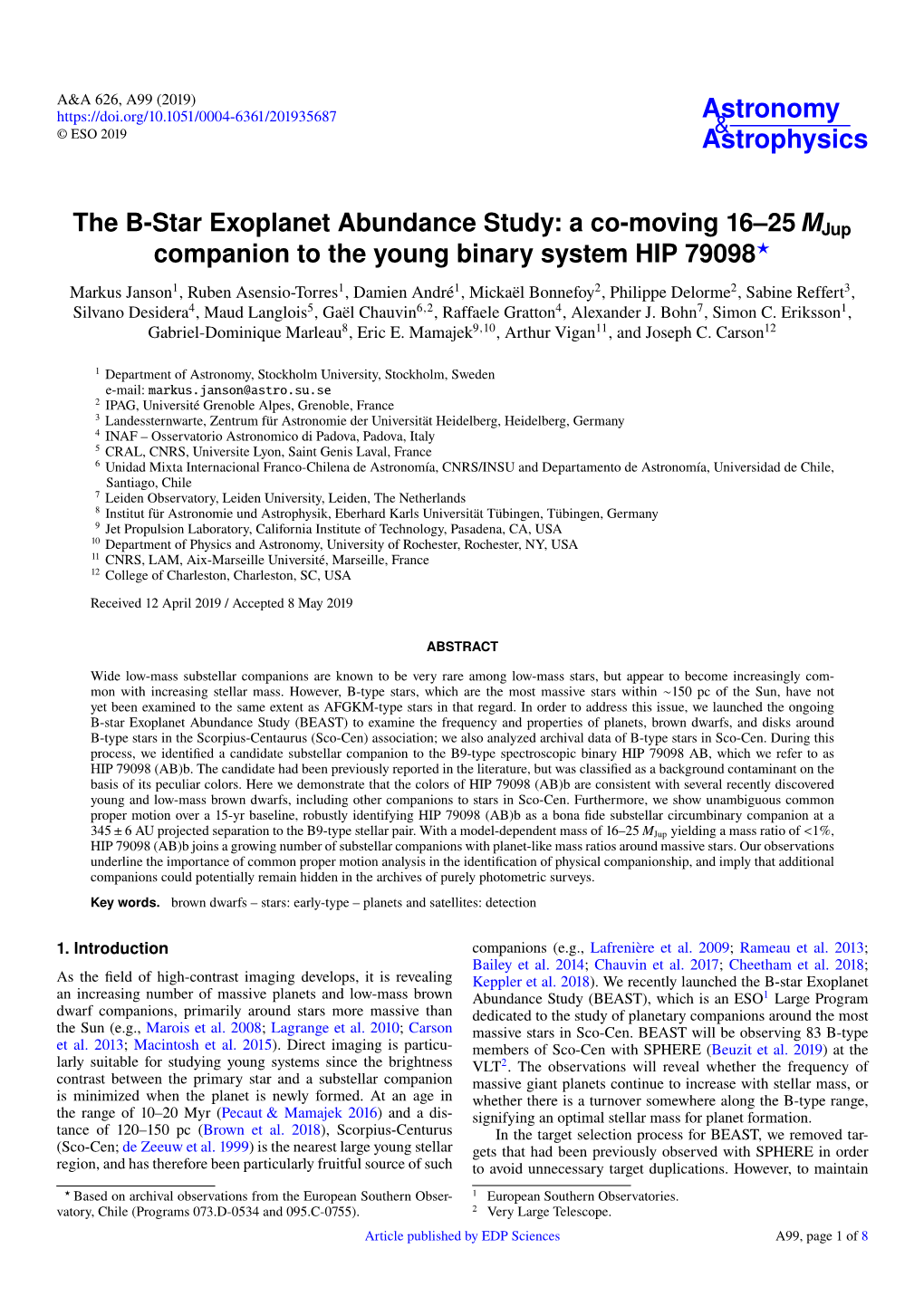 The B-Star Exoplanet Abundance Study