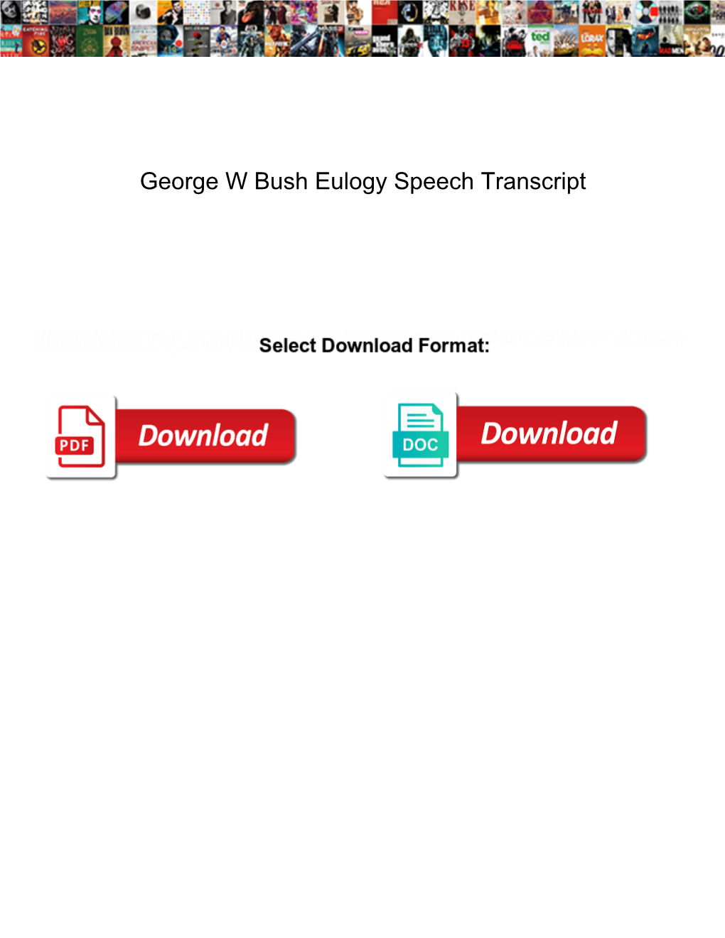 George W Bush Eulogy Speech Transcript