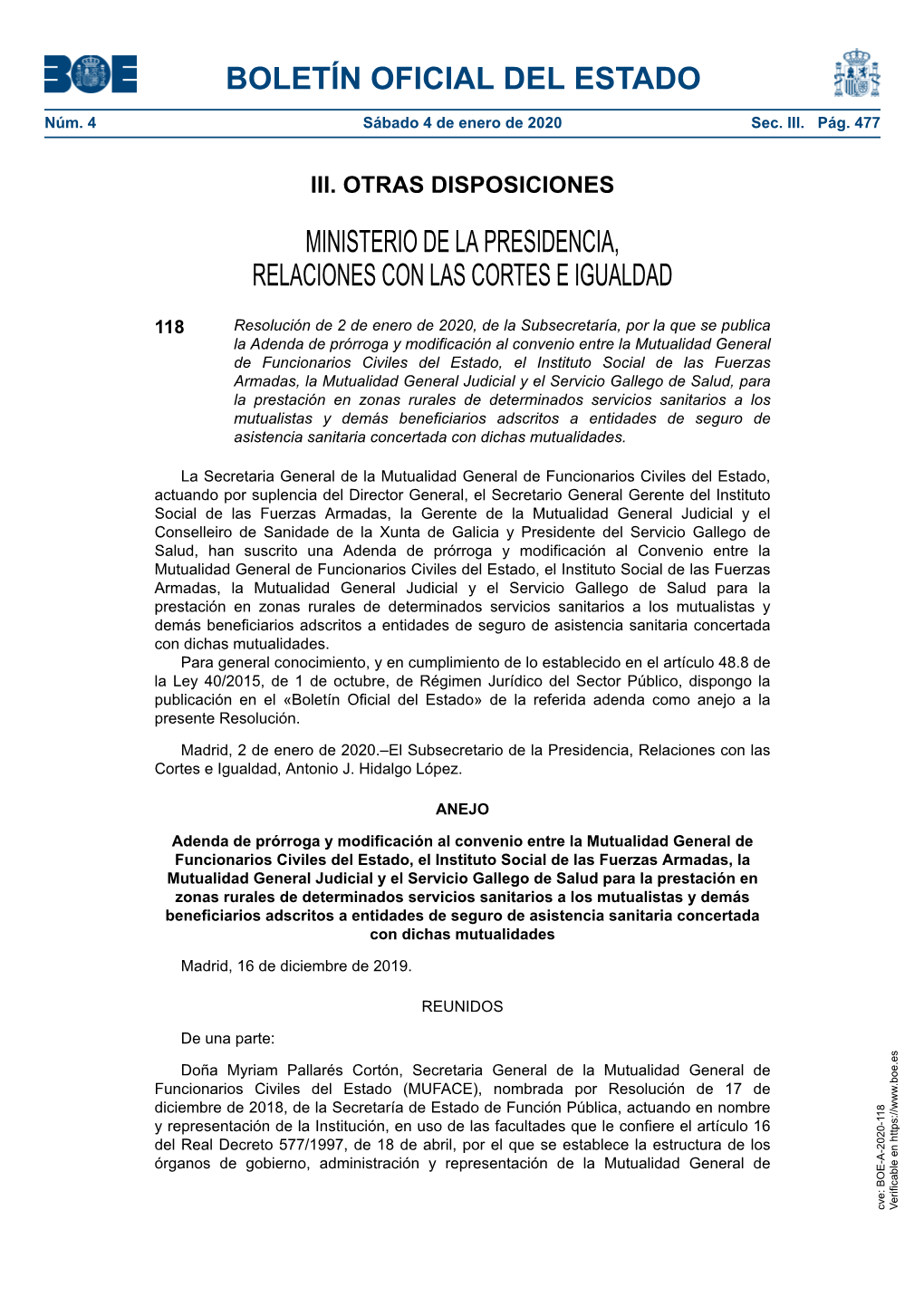 Disposición 118 Del BOE Núm. 4 De 2020