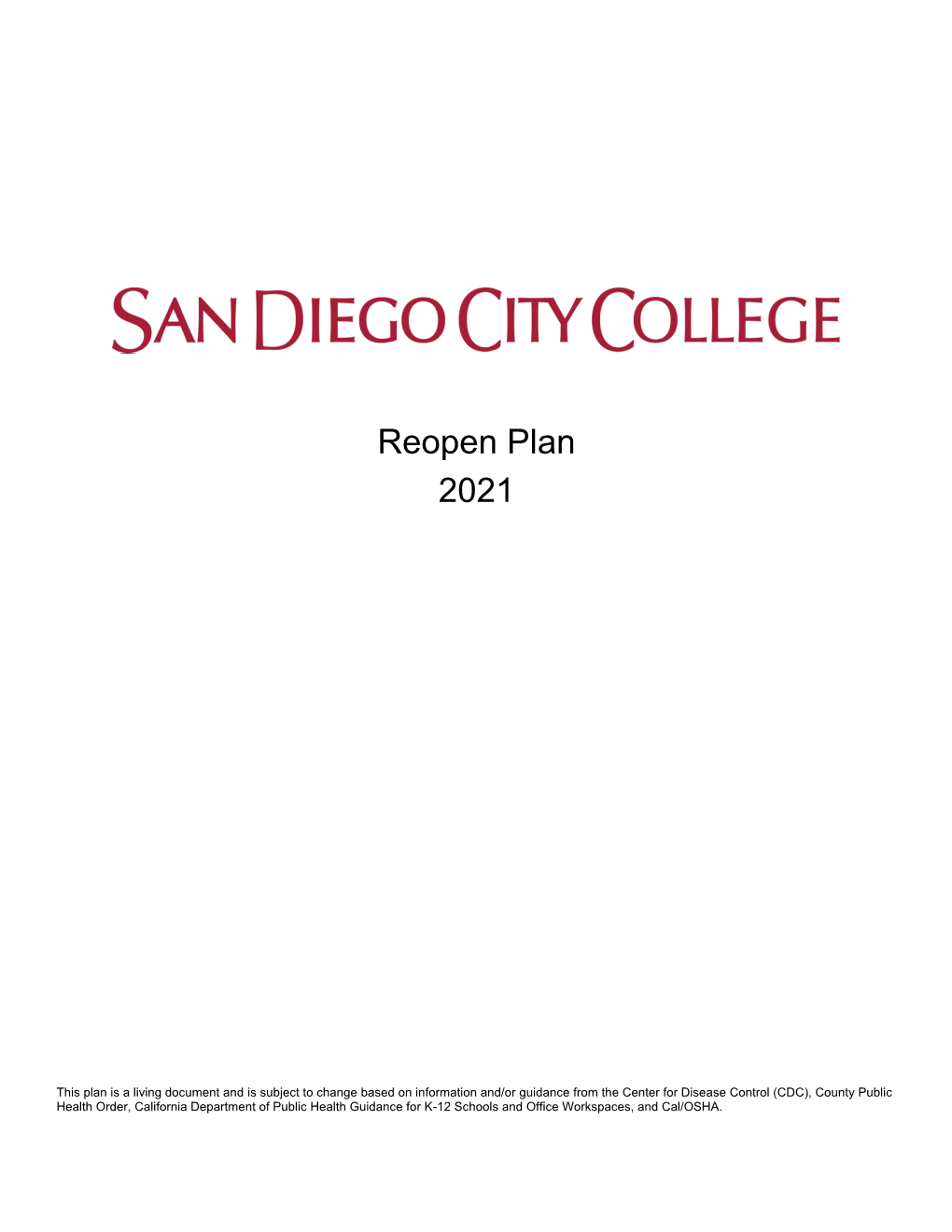 City College Reopen Plan 2021