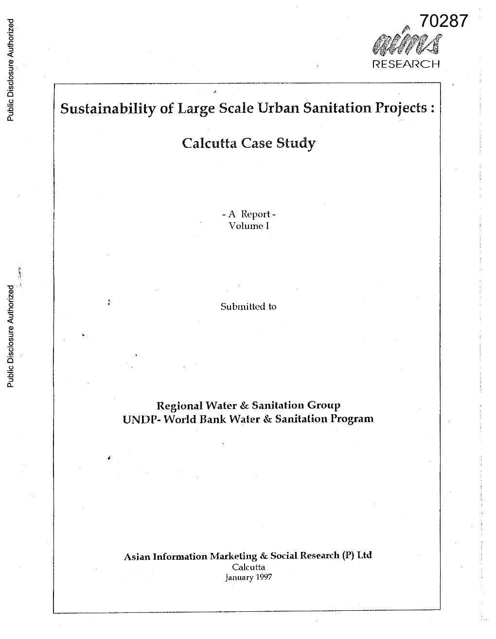 Sustainability of Large Scale Urban Sanitation Projects : Calcutta Case