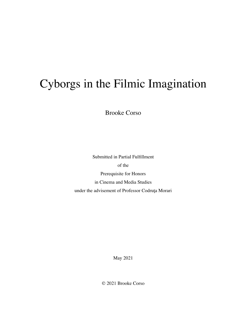 Cyborgs in the Filmic Imagination