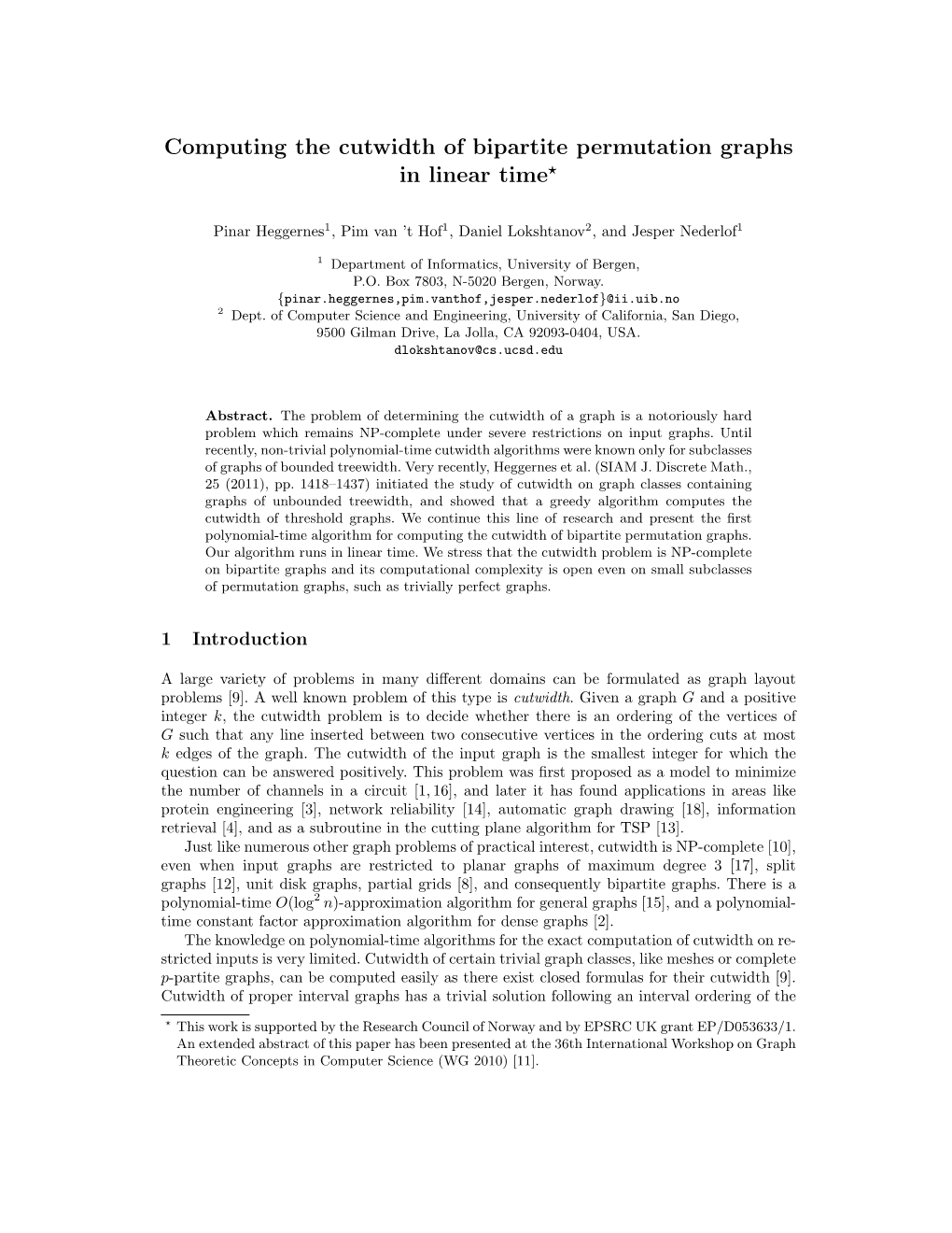 Computing the Cutwidth of Bipartite Permutation Graphs in Linear Time*