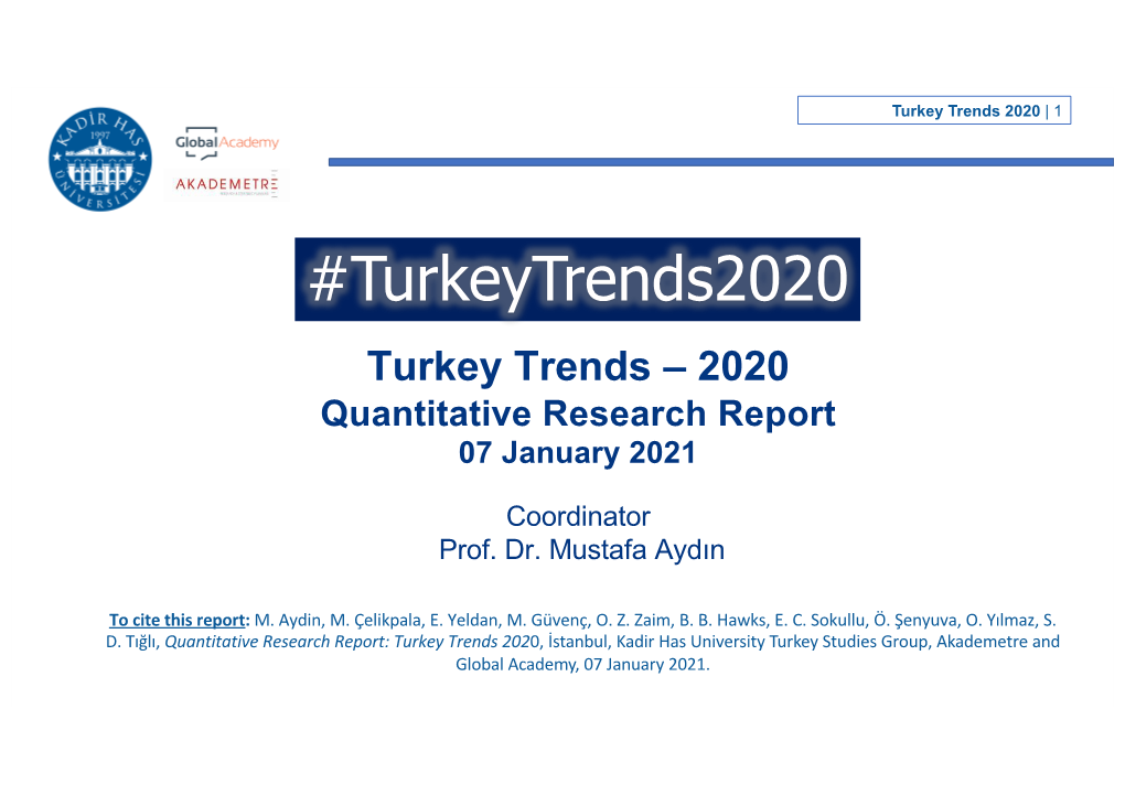 Turkeytrends2020 Turkey Trends – 2020 Quantitative Research Report 07 January 2021