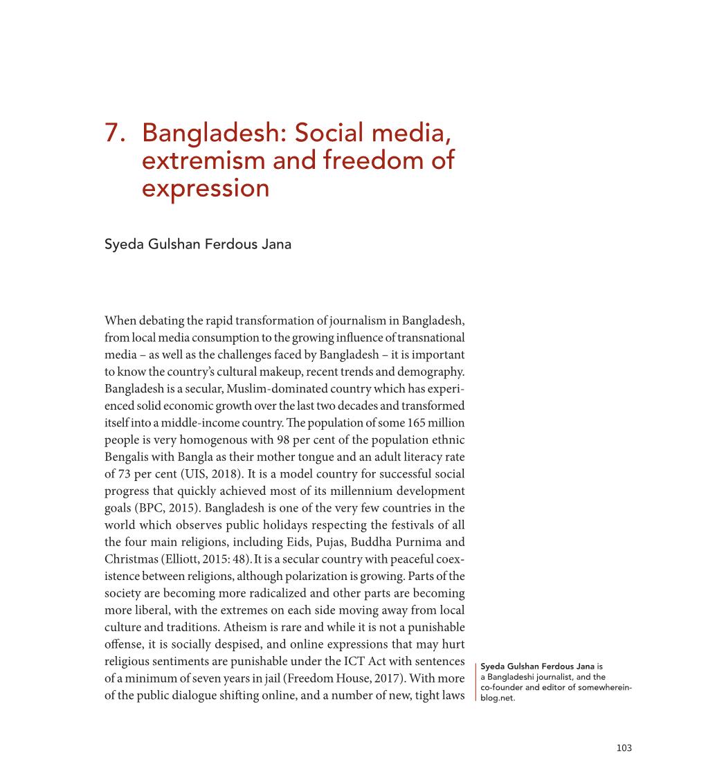 Bangladesh: Social Media, Extremism and Freedom of Expression