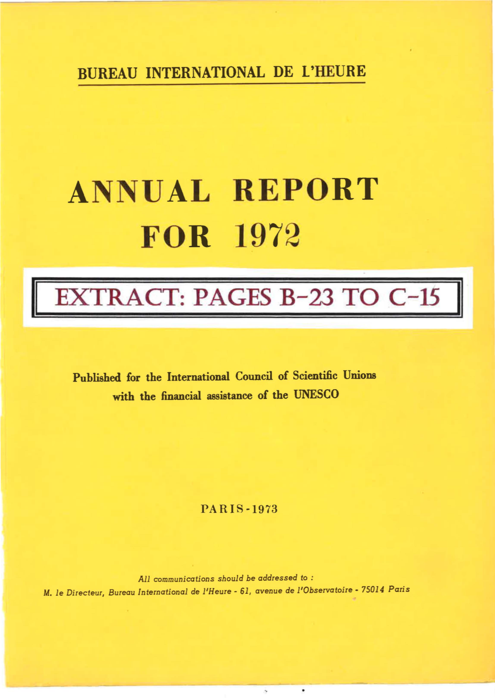 BIH Annual Report for 1972