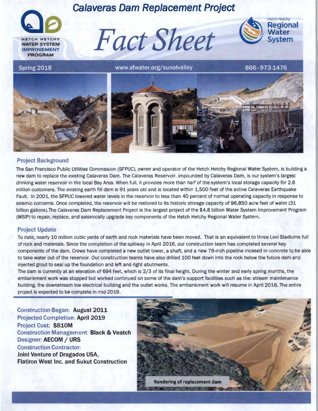 Calaveras Dam Replacement Project Fact Sheet