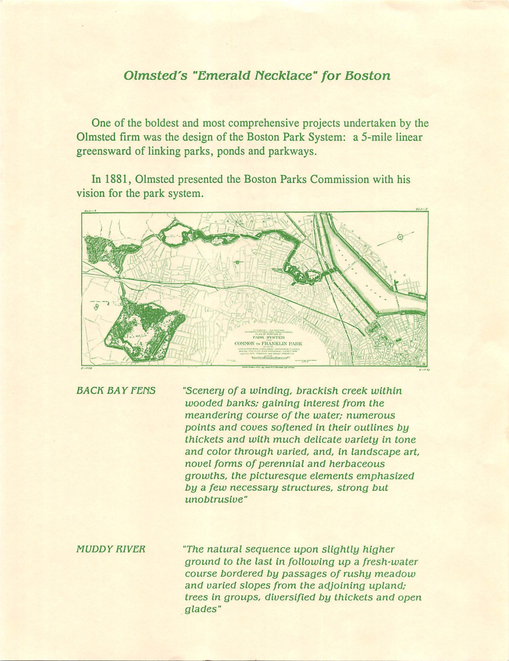 Olmsted's ".Emerald Necklace" for Boston