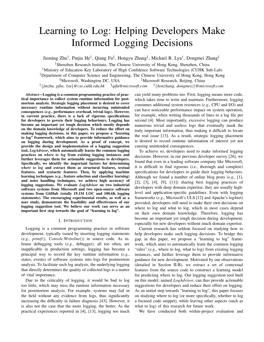 Learning to Log: Helping Developers Make Informed Logging Decisions