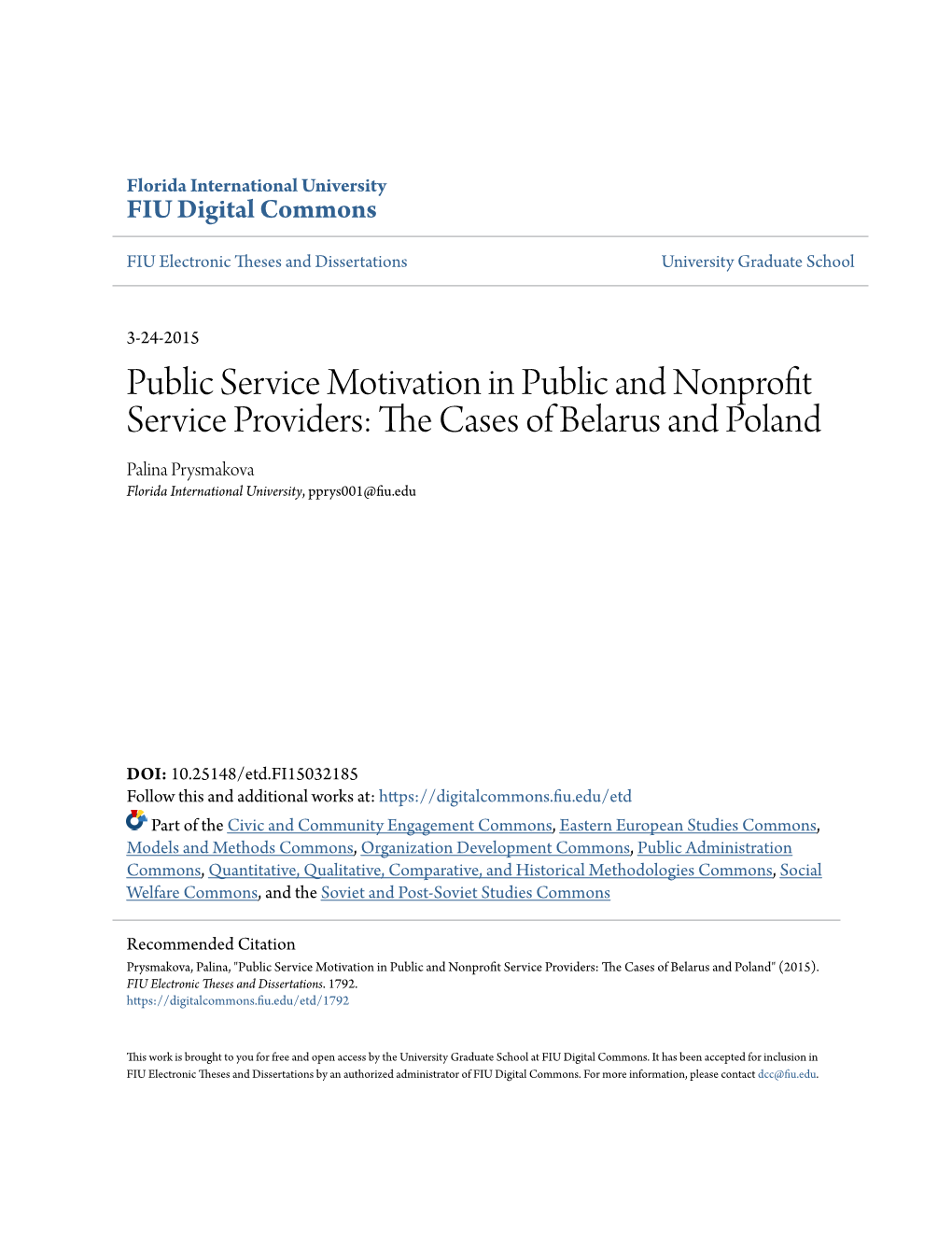 Public Service Motivation in Public and Nonprofit Service Providers