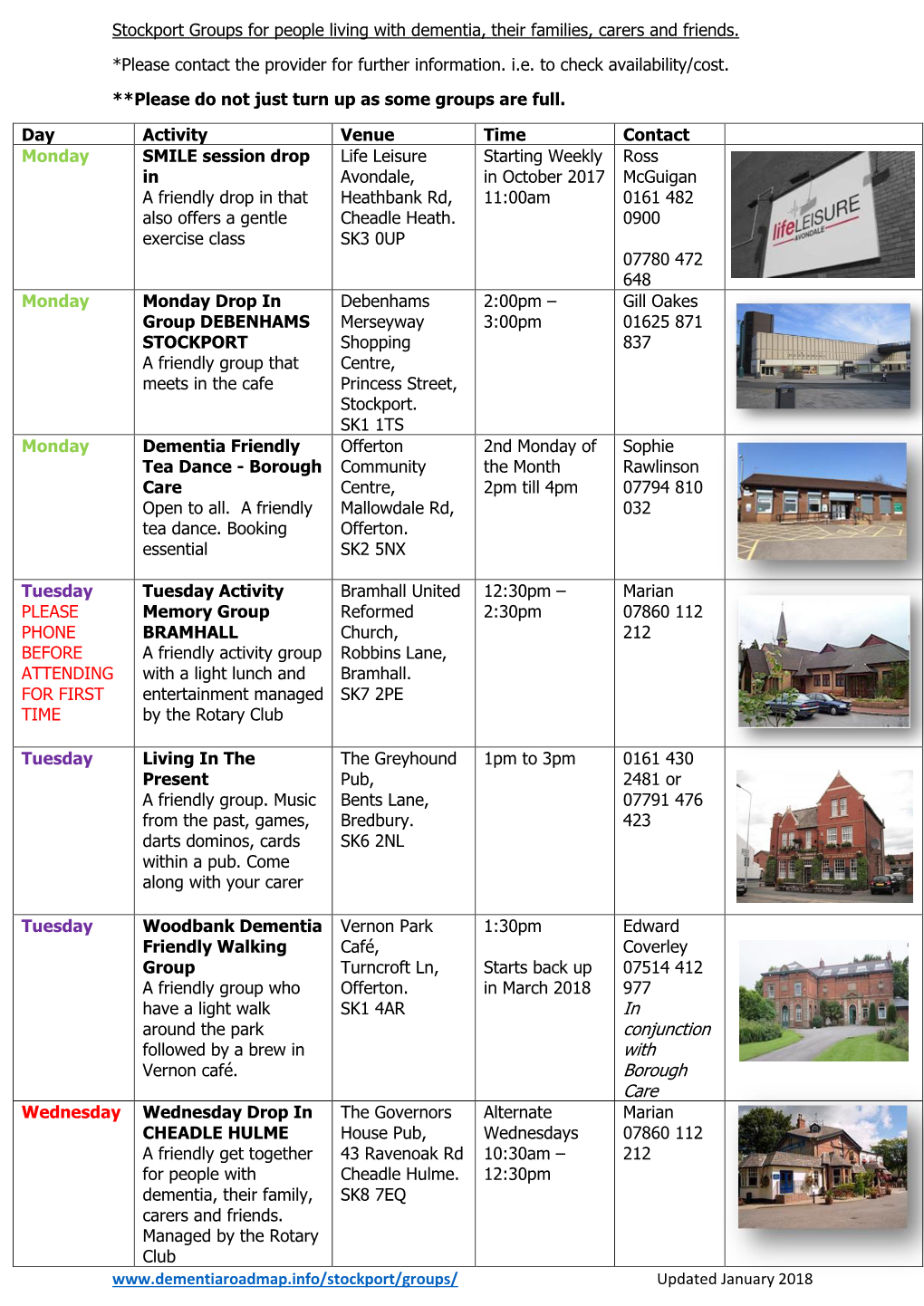 Stockport Groups for People Living with Dementia, Their Families, Carers and Friends