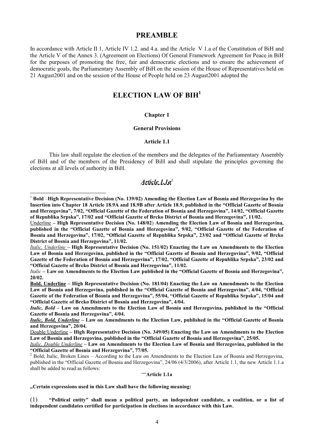 Election Law of Bosnia & Herzegovina (English)
