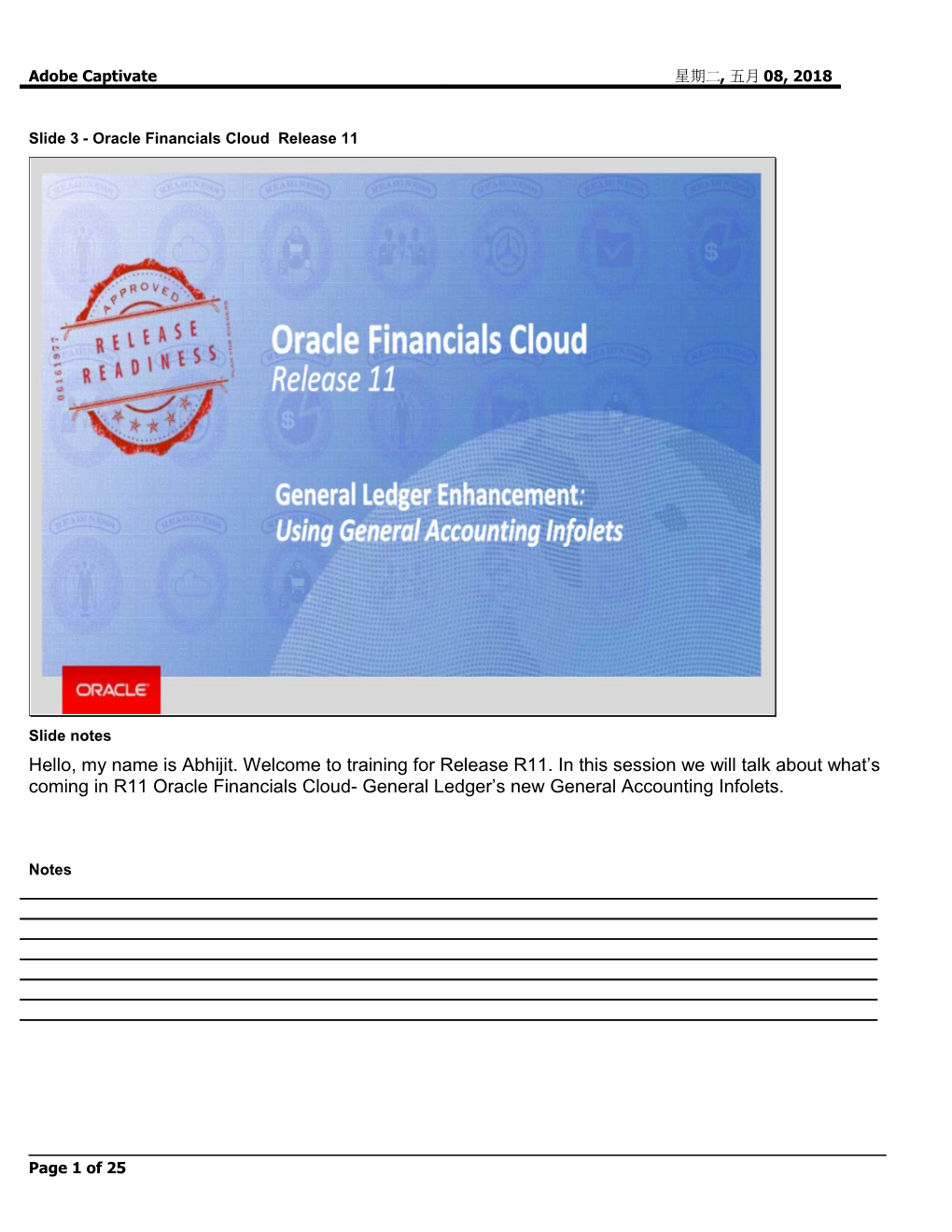 Slide 3 - Oracle Financials Cloud Release 11 s1