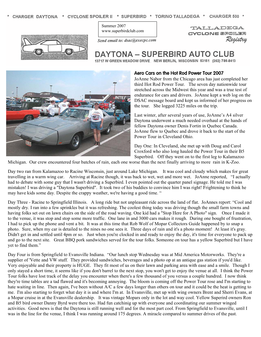 DAYTONA-SUPERBIRD AUTO CLUB WHEELS & DEALS Personal for Sale