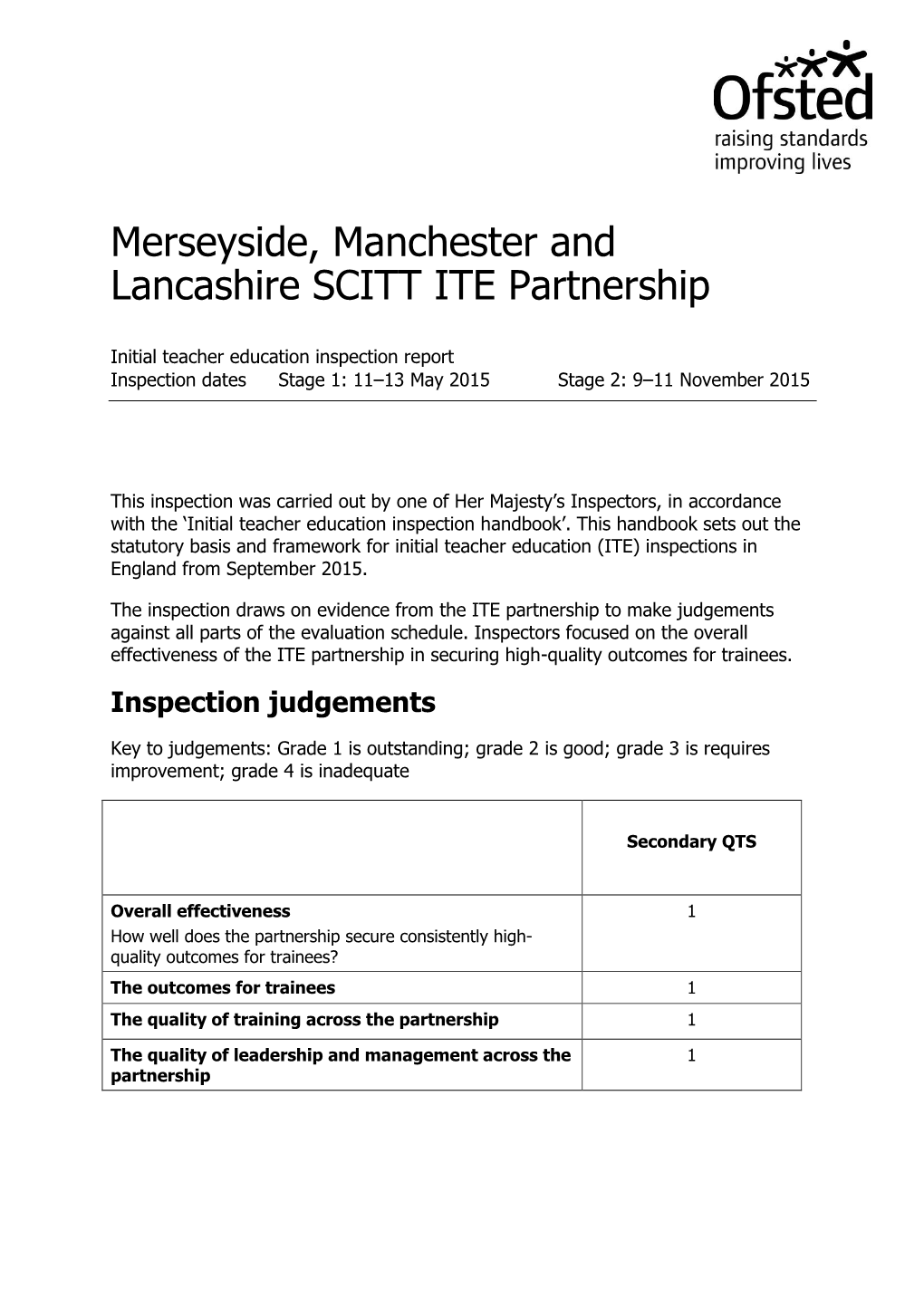 Merseyside, Manchester and Lancashire SCITT ITE Partnership