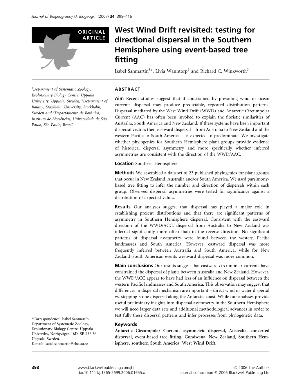 West Wind Drift Revisited: Testing for Directional Dispersal in The