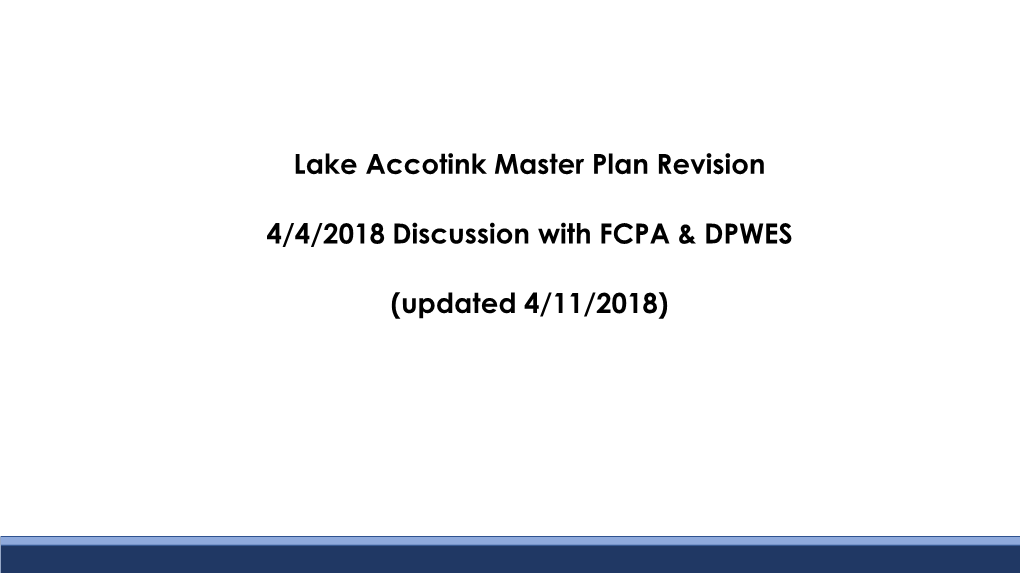 Lake Accotink Park Master Plan Revision Public Comment