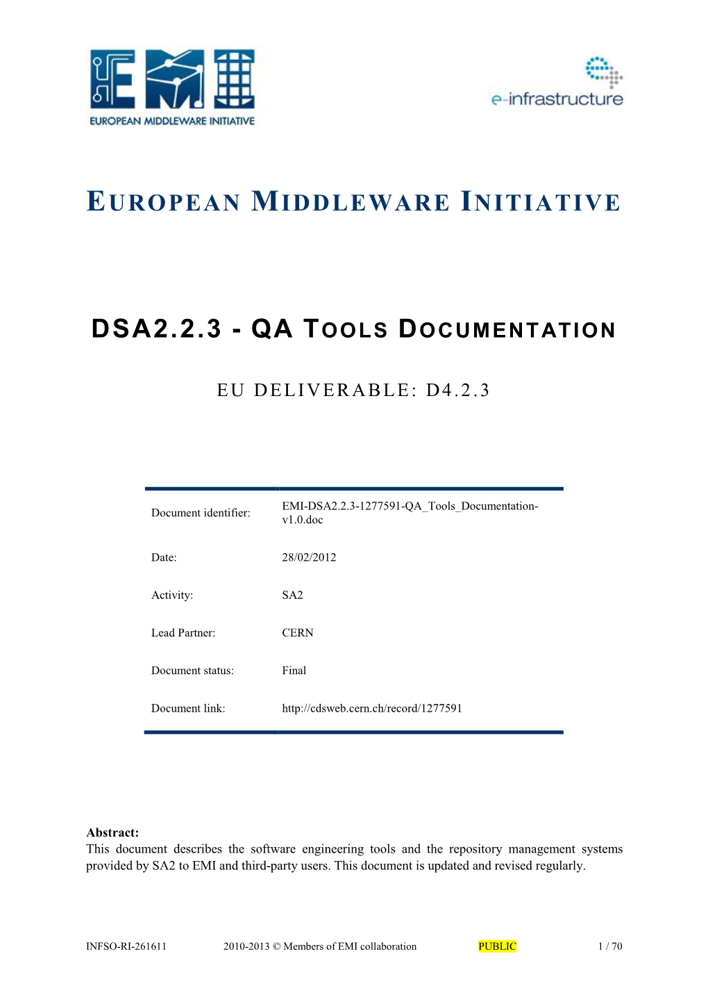Dsa2.2.3 - Qa Tools Documentation