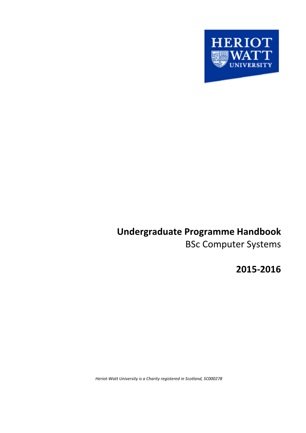 Undergraduate Programme Handbook Bsc Computer Systems