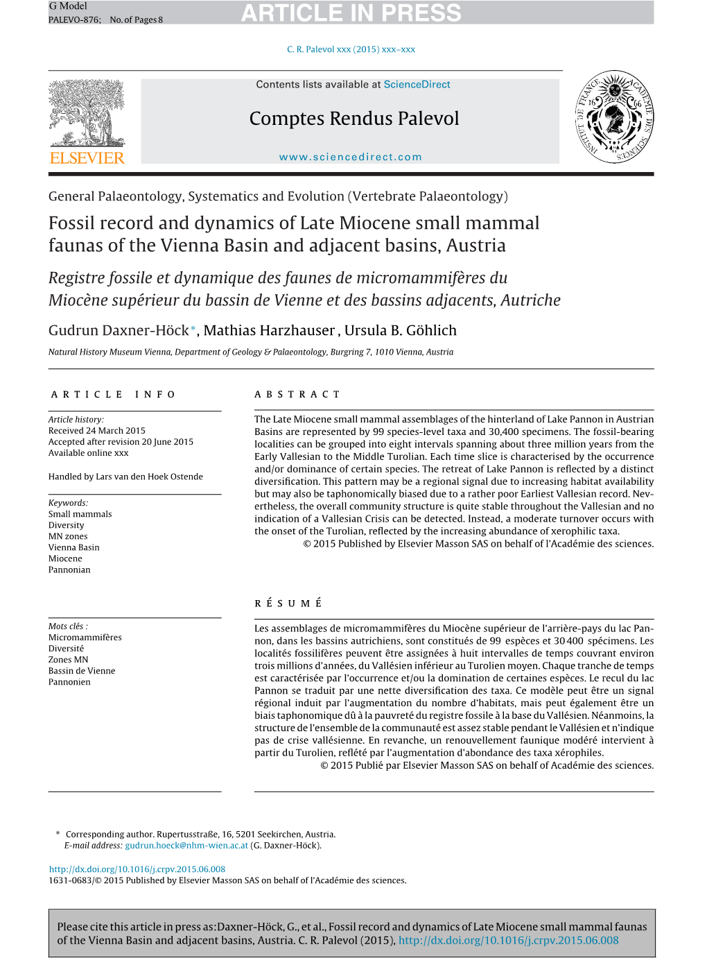 Fossil Record and Dynamics of Late Miocene Small Mammal Faunas Of