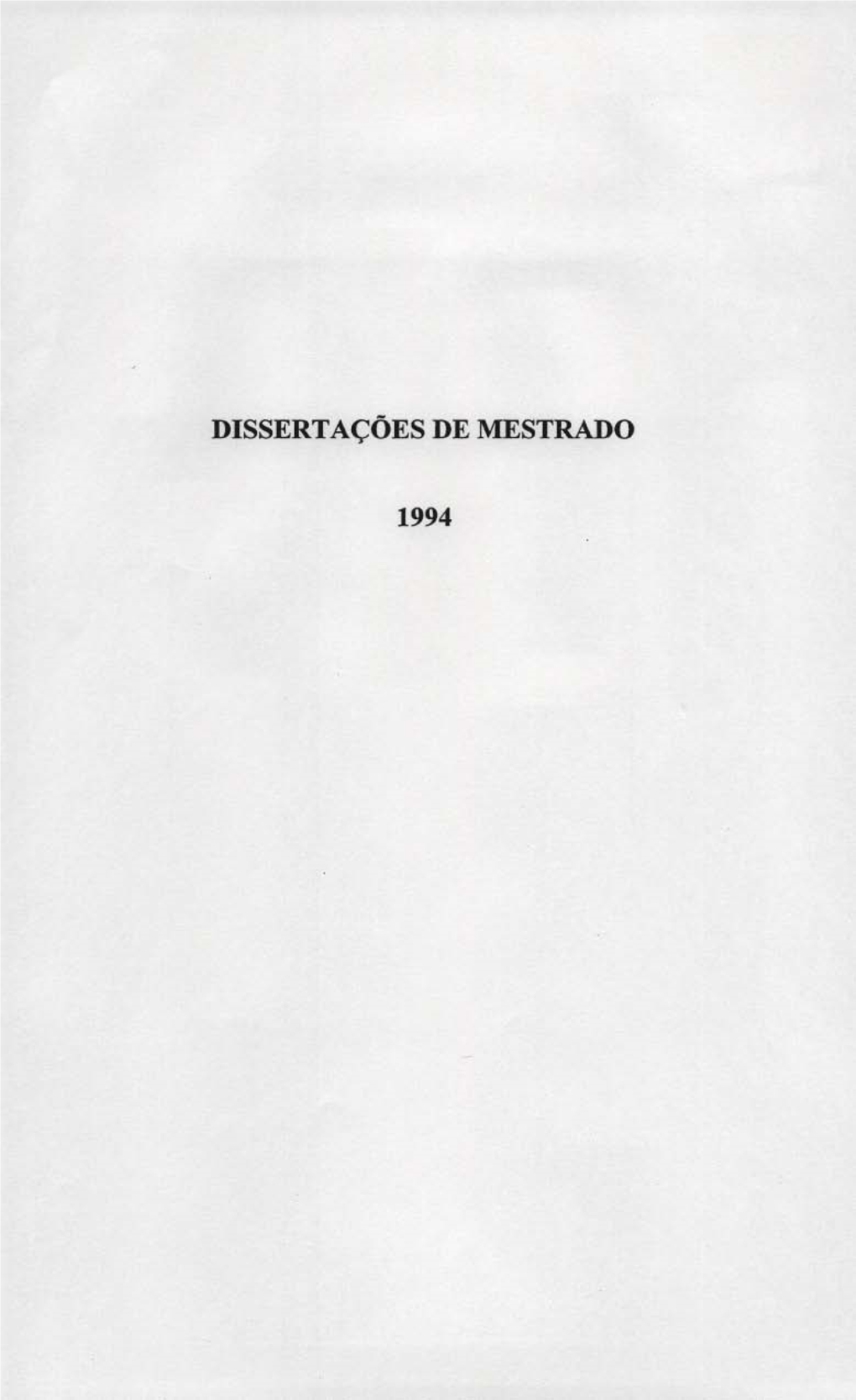 Dissertações De Mestrado 1994