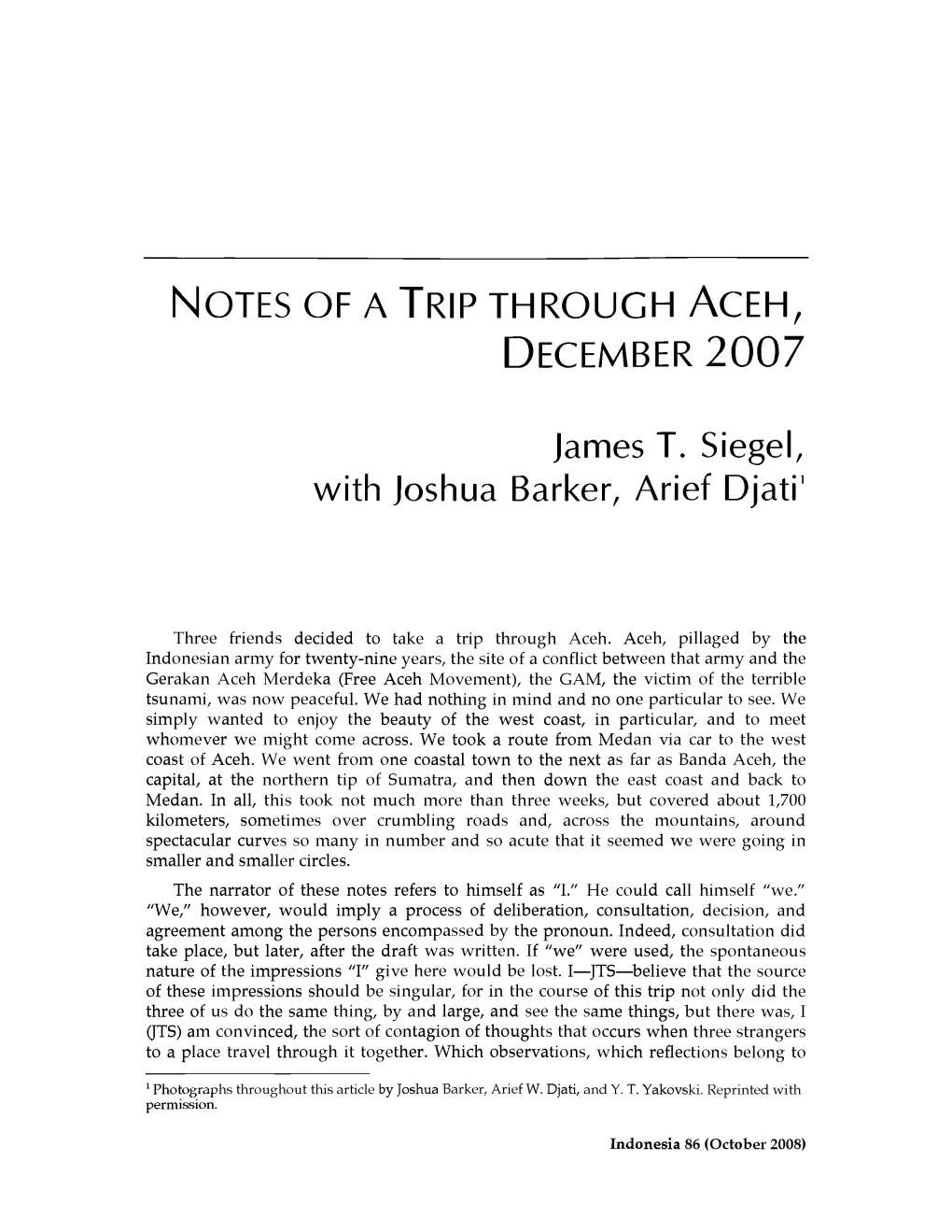 Notes of a Trip Through Aceh, December 2007