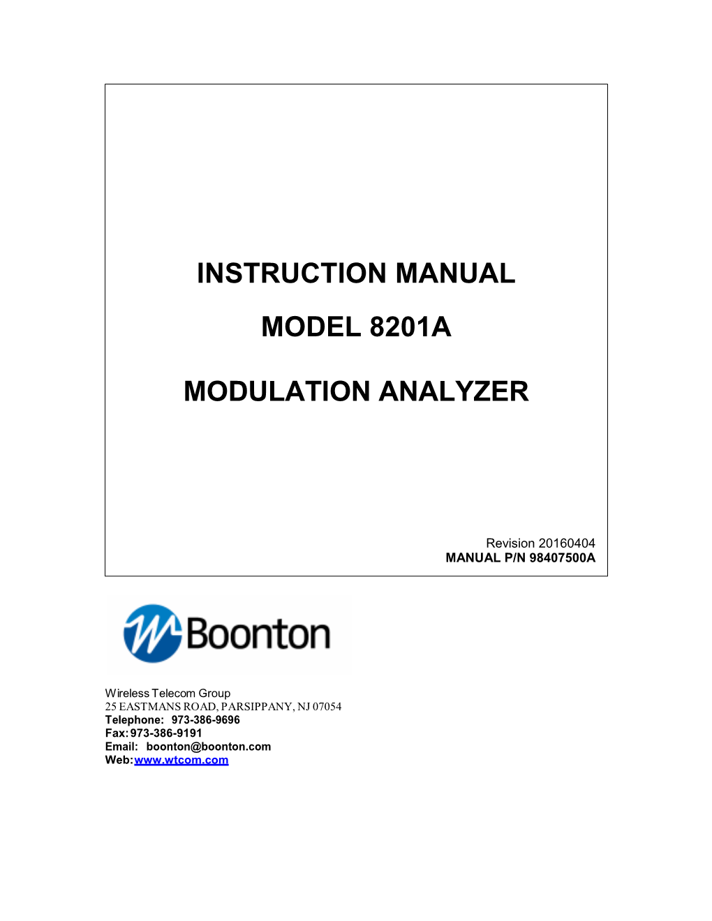 8201A Instruction Manual
