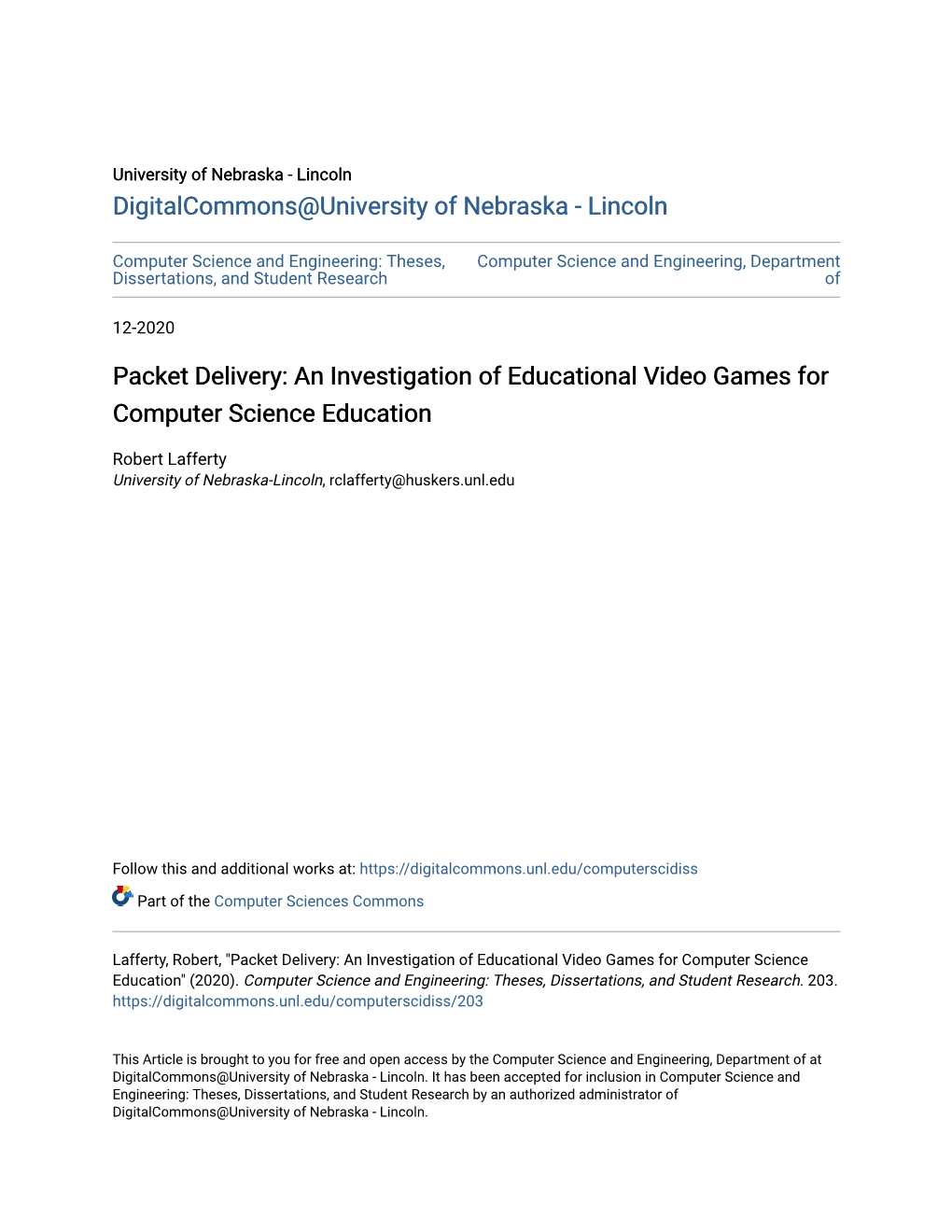 An Investigation of Educational Video Games for Computer Science Education