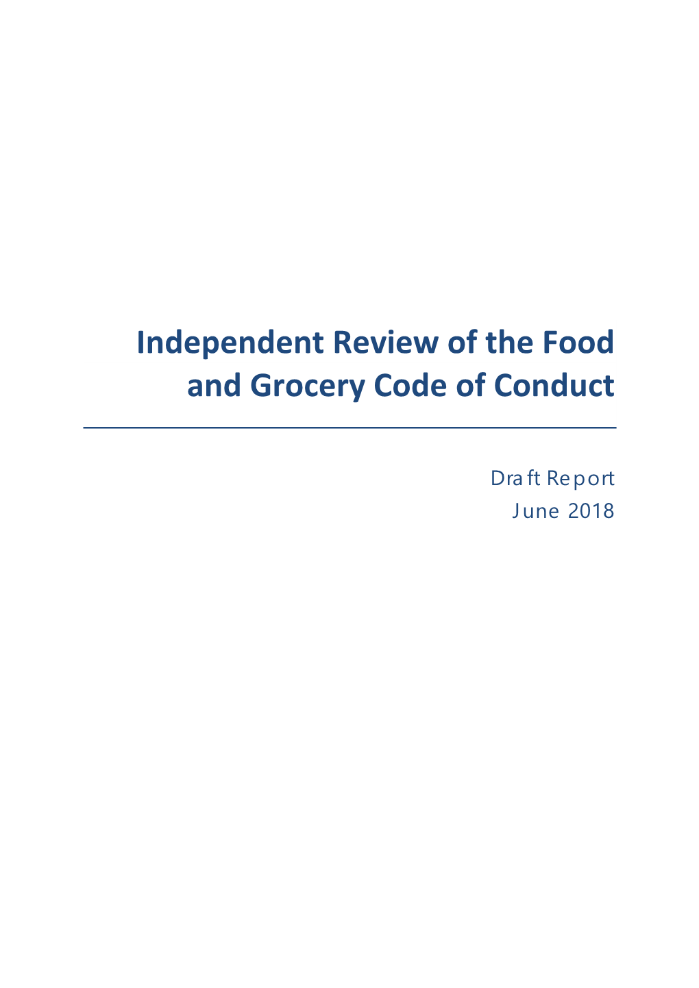 Independent Review of the Food and Grocery Code of Conduct