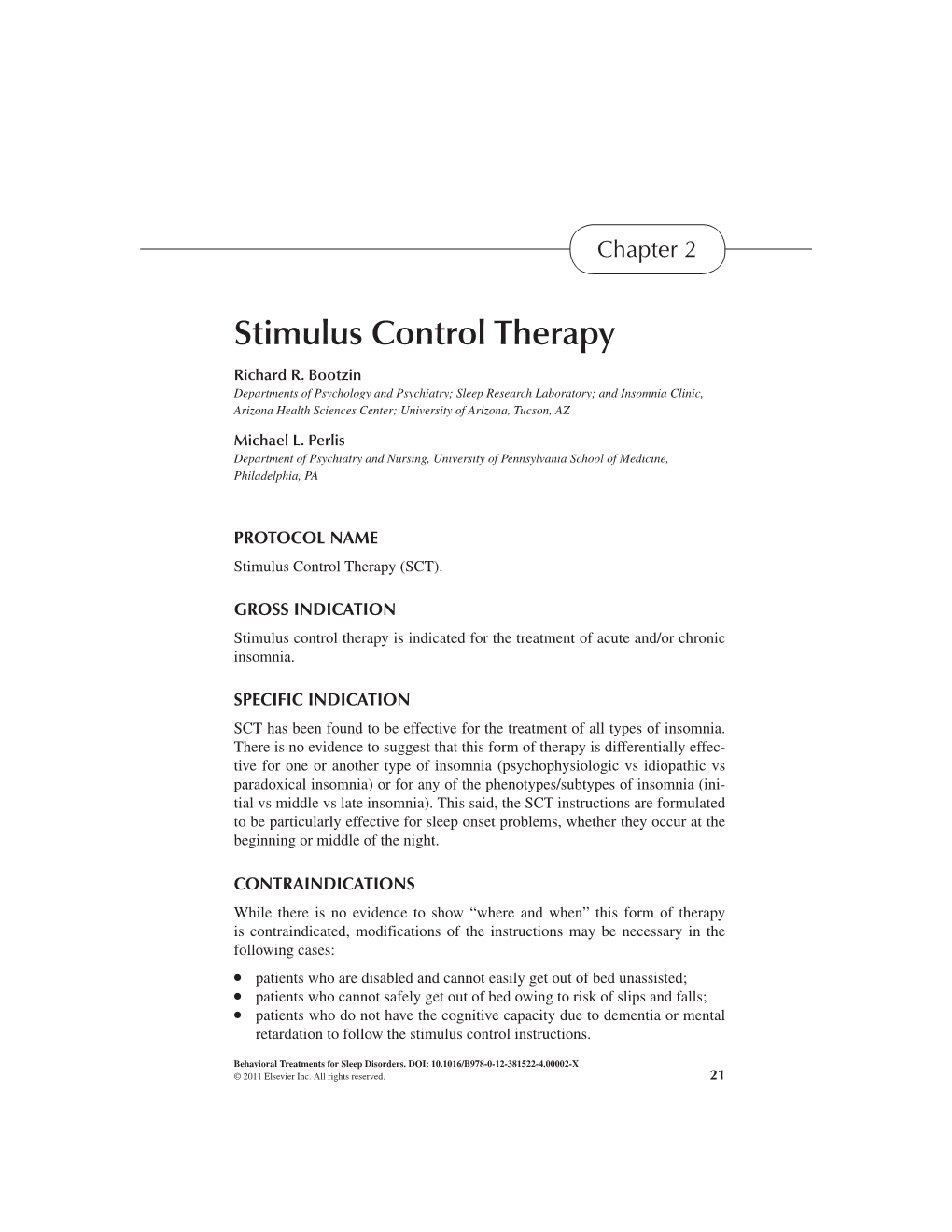 Stimulus Control Therapy Richard R