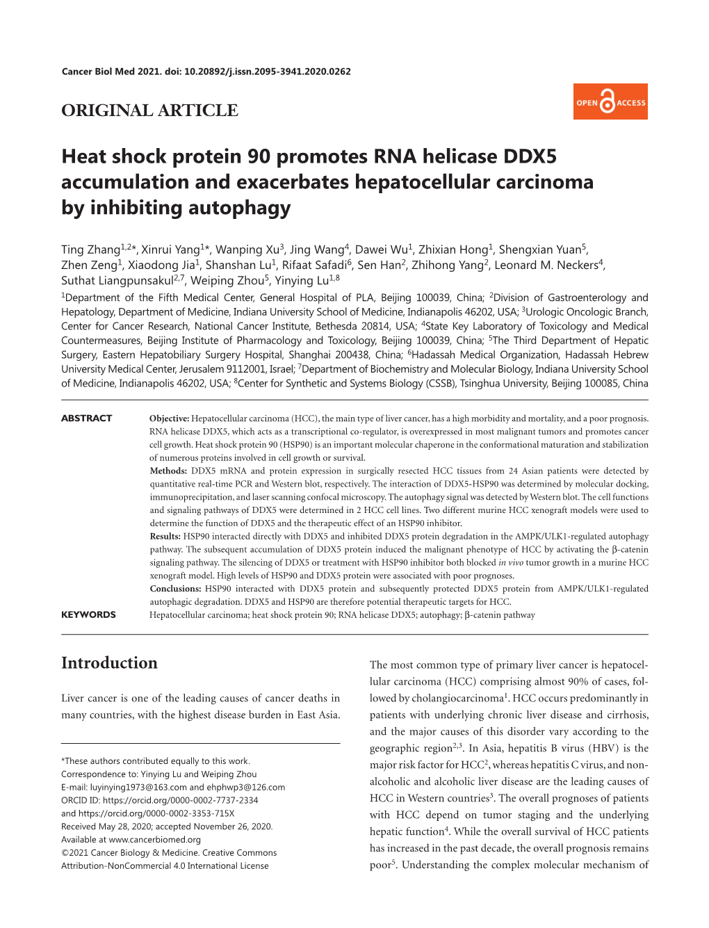 Heat Shock Protein 90 Promotes RNA Helicase DDX5 Accumulation and Exacerbates Hepatocellular Carcinoma by Inhibiting Autophagy