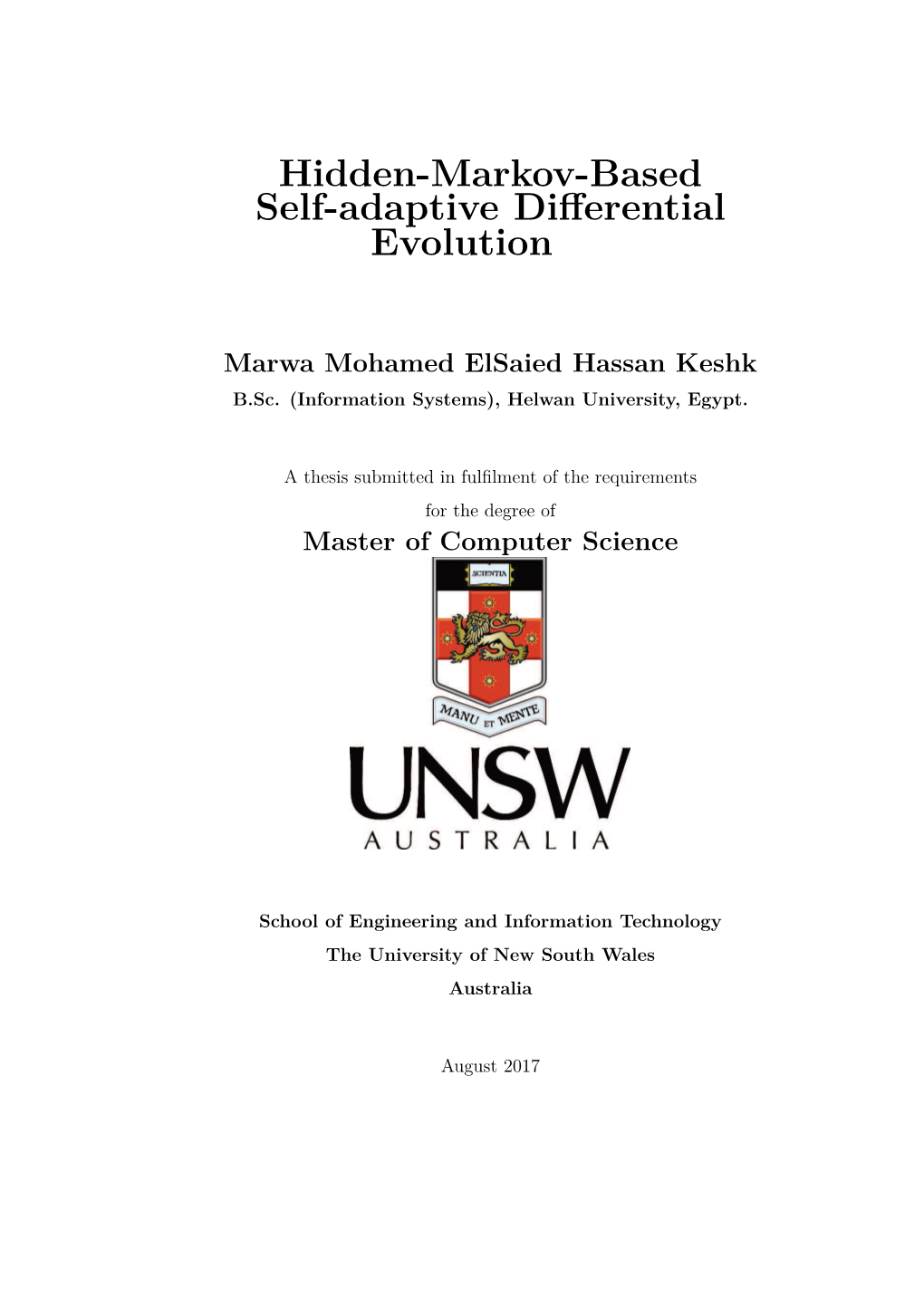 Hidden-Markov-Based Self-Adaptive Differential Evolution