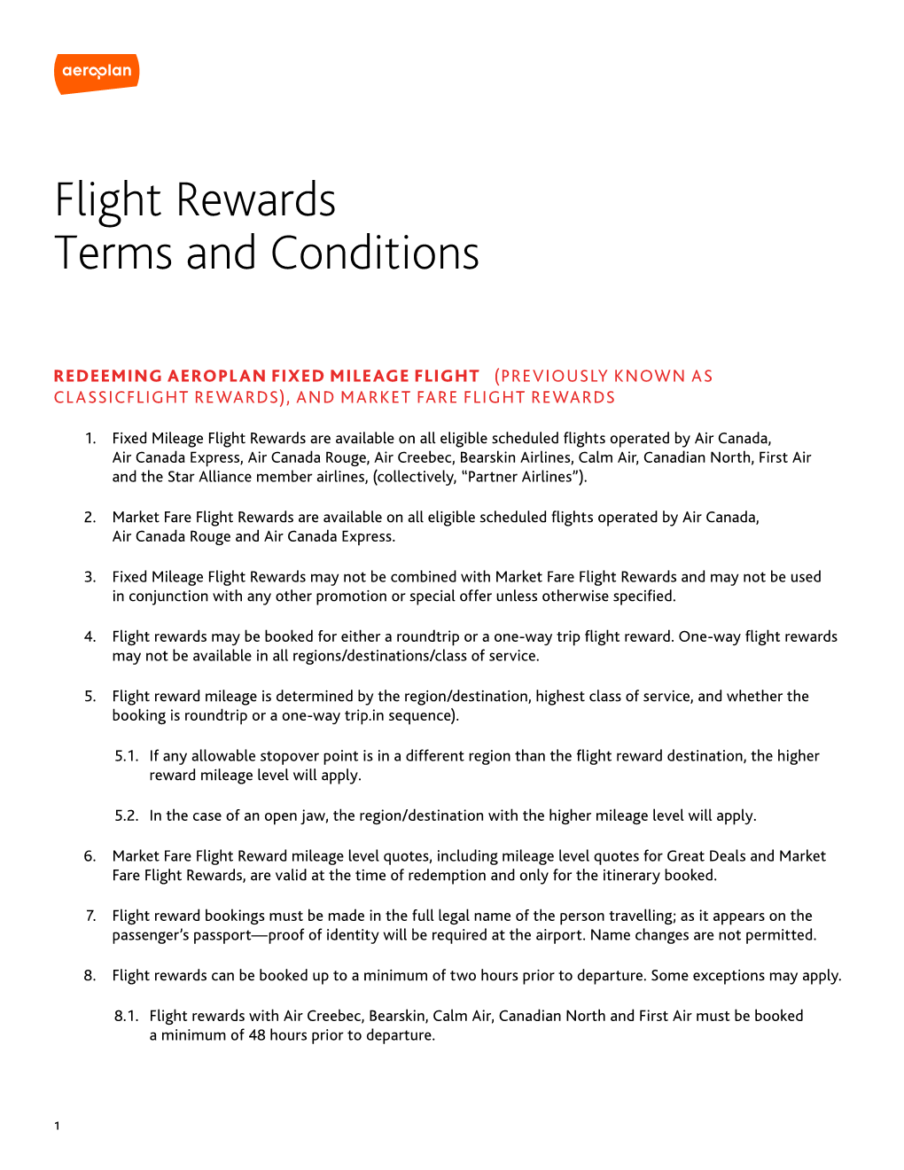 Flight Rewards Terms and Conditions