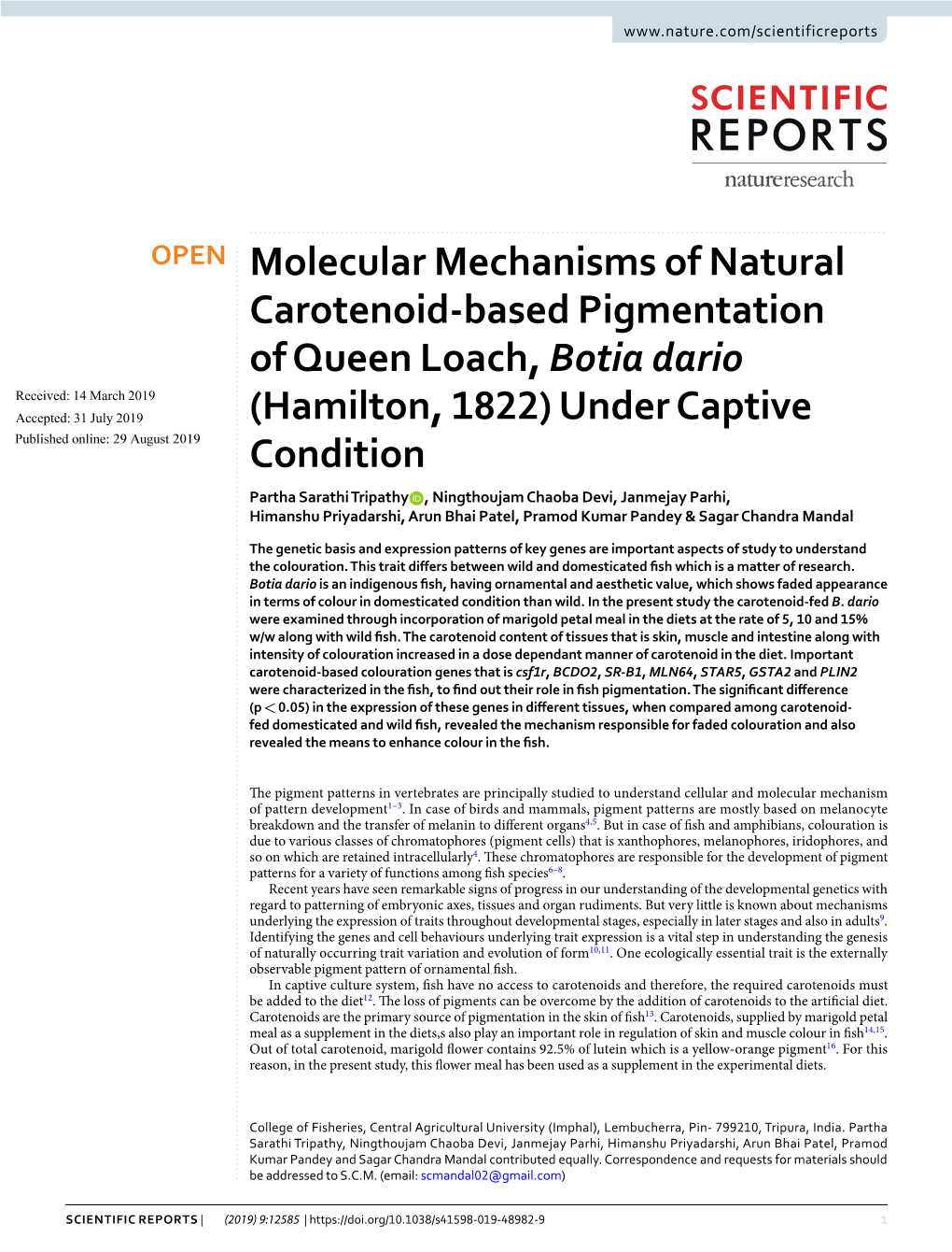 Molecular Mechanisms of Natural Carotenoid-Based