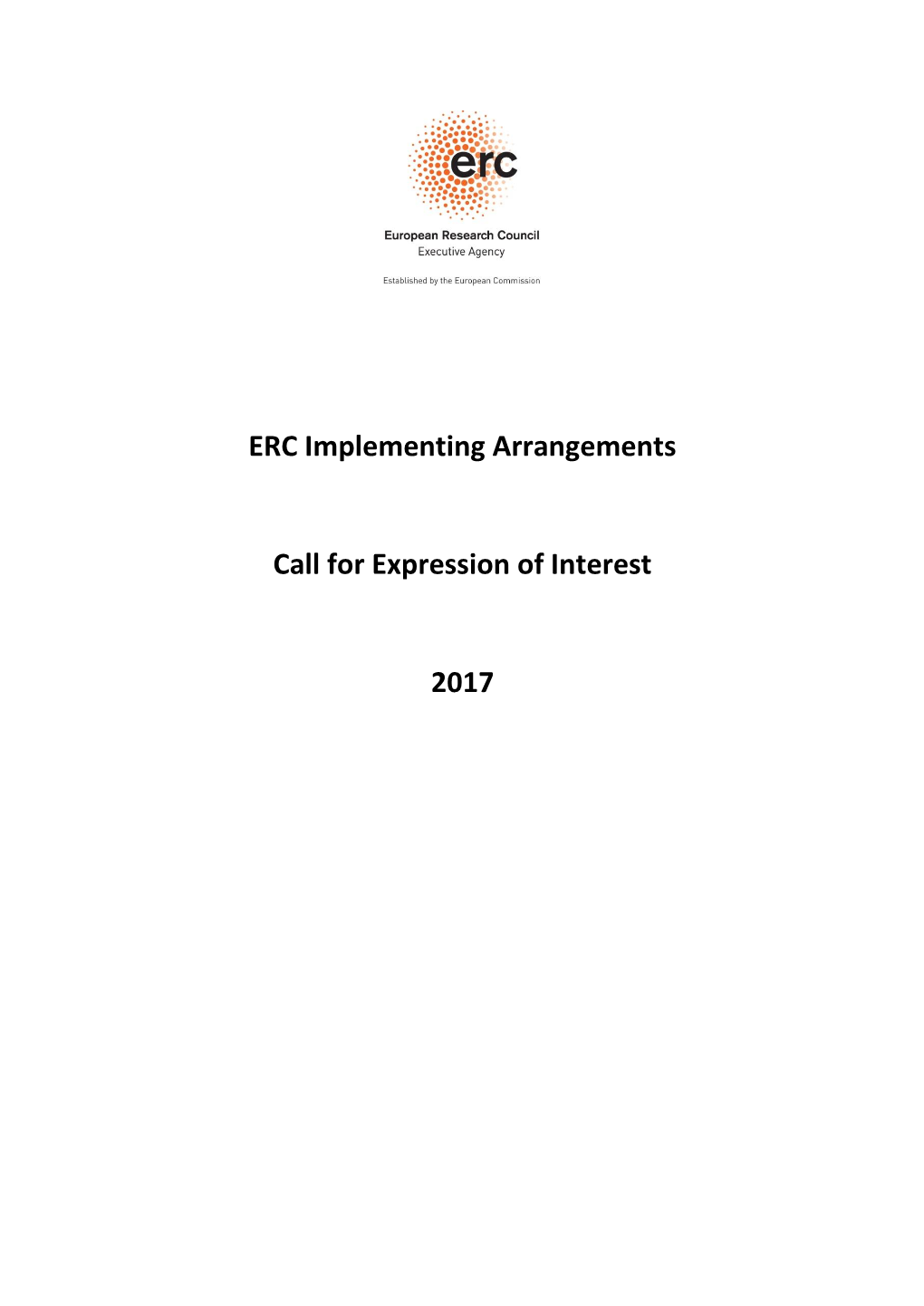 ERC Implementing Arrangements Call for Expression of Interest 2017