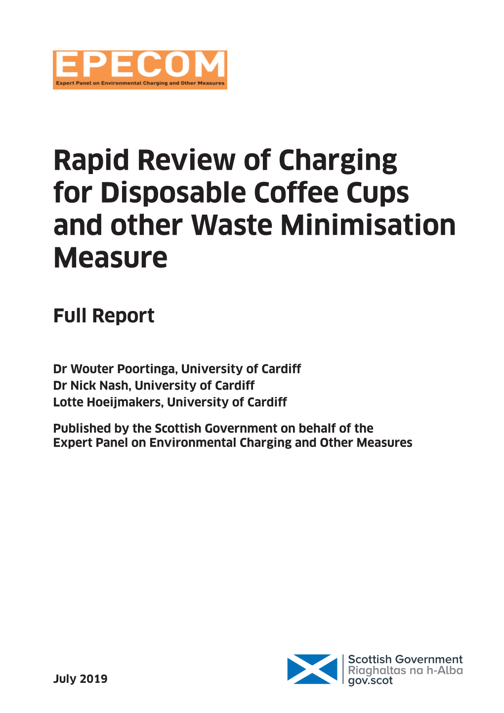 Rapid Review of Charging for Disposable Coffee Cups and Other Waste Minimisation Measure: Full Report