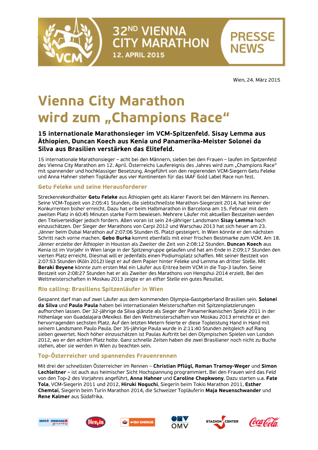 Vienna City Marathon Presse-Info