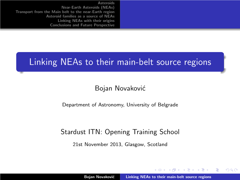 Linking Neas to Their Main-Belt Source Regions