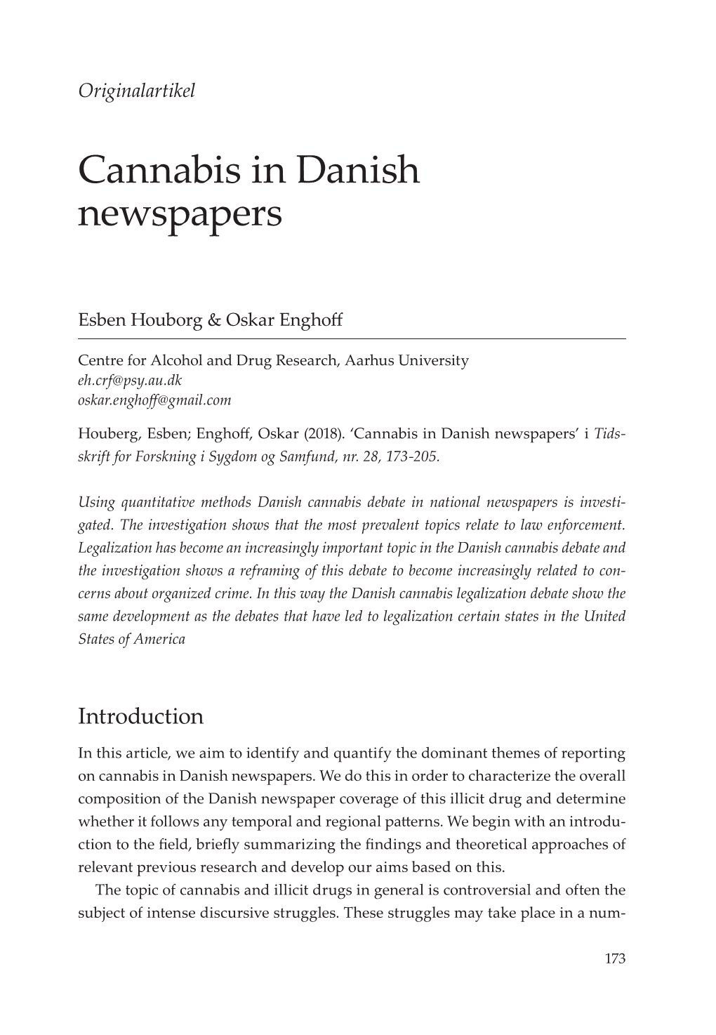 Cannabis in Danish Newspapers