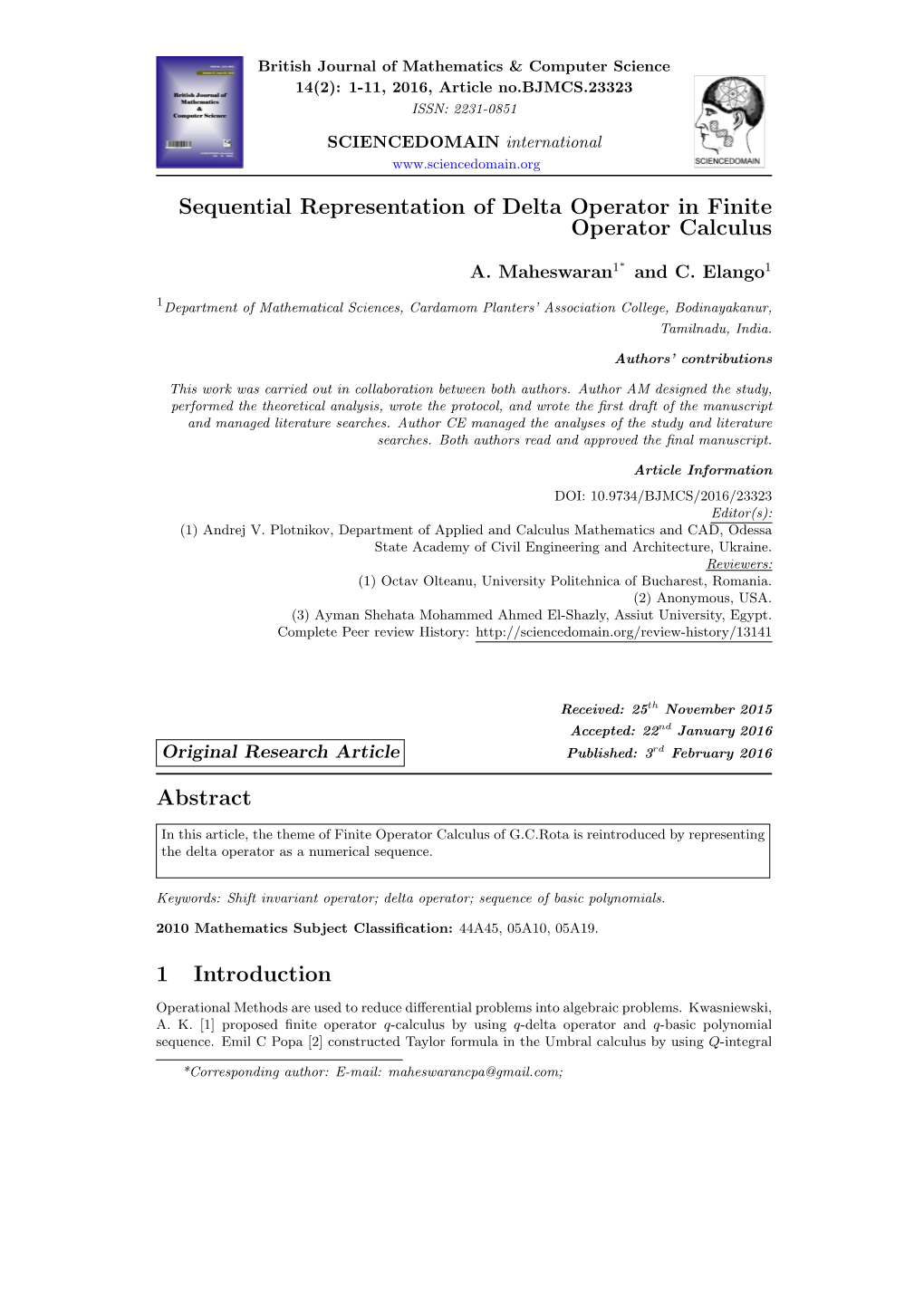 Sequential Representation of Delta Operator in Finite Operator Calculus