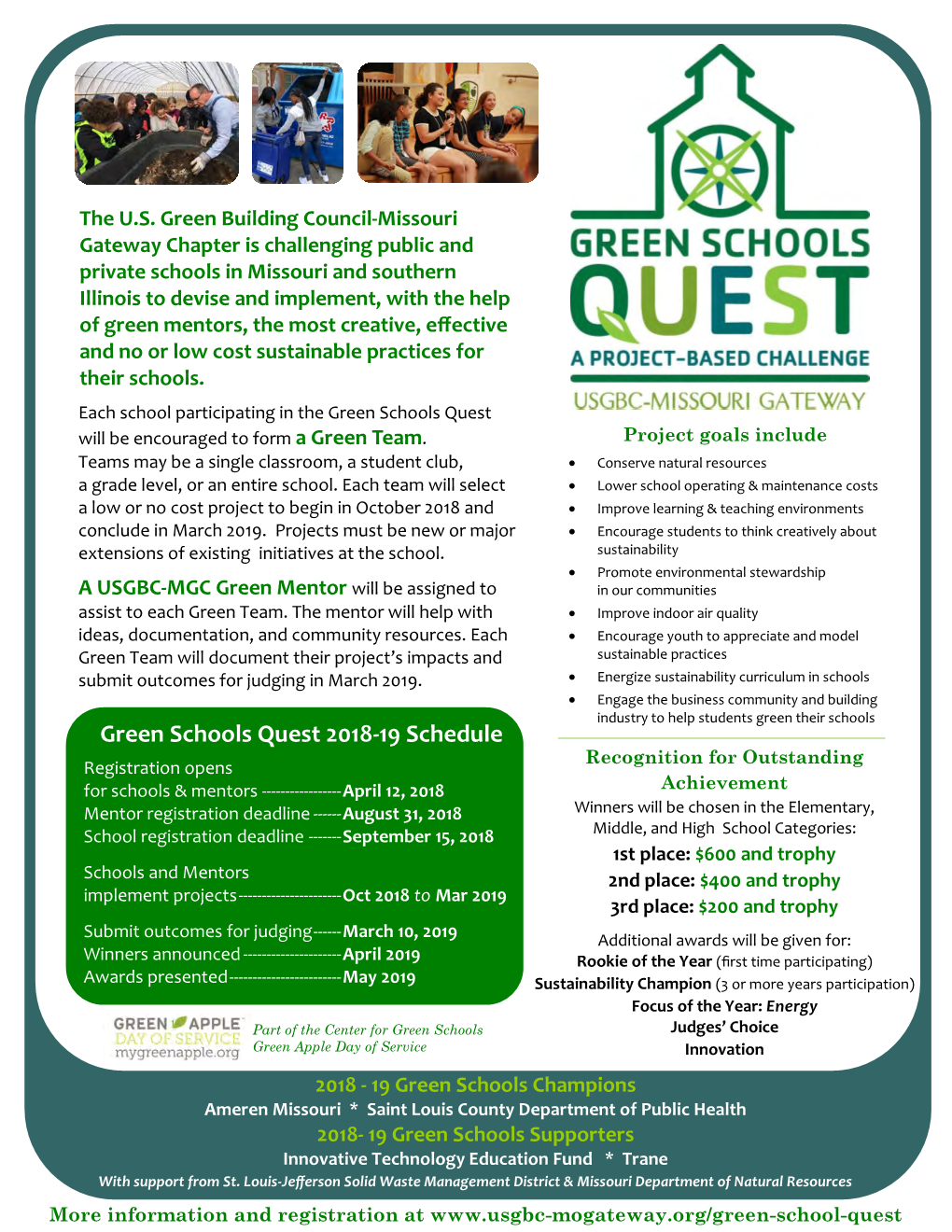 Green Schools Quest 2018-19 Schedule