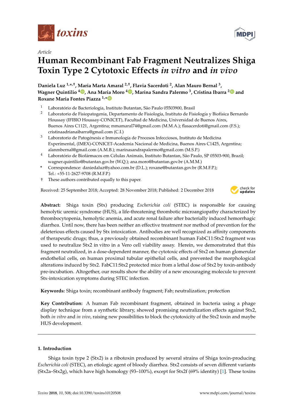 Human Recombinant Fab Fragment Neutralizes Shiga Toxin Type 2 Cytotoxic Effects in Vitro and in Vivo