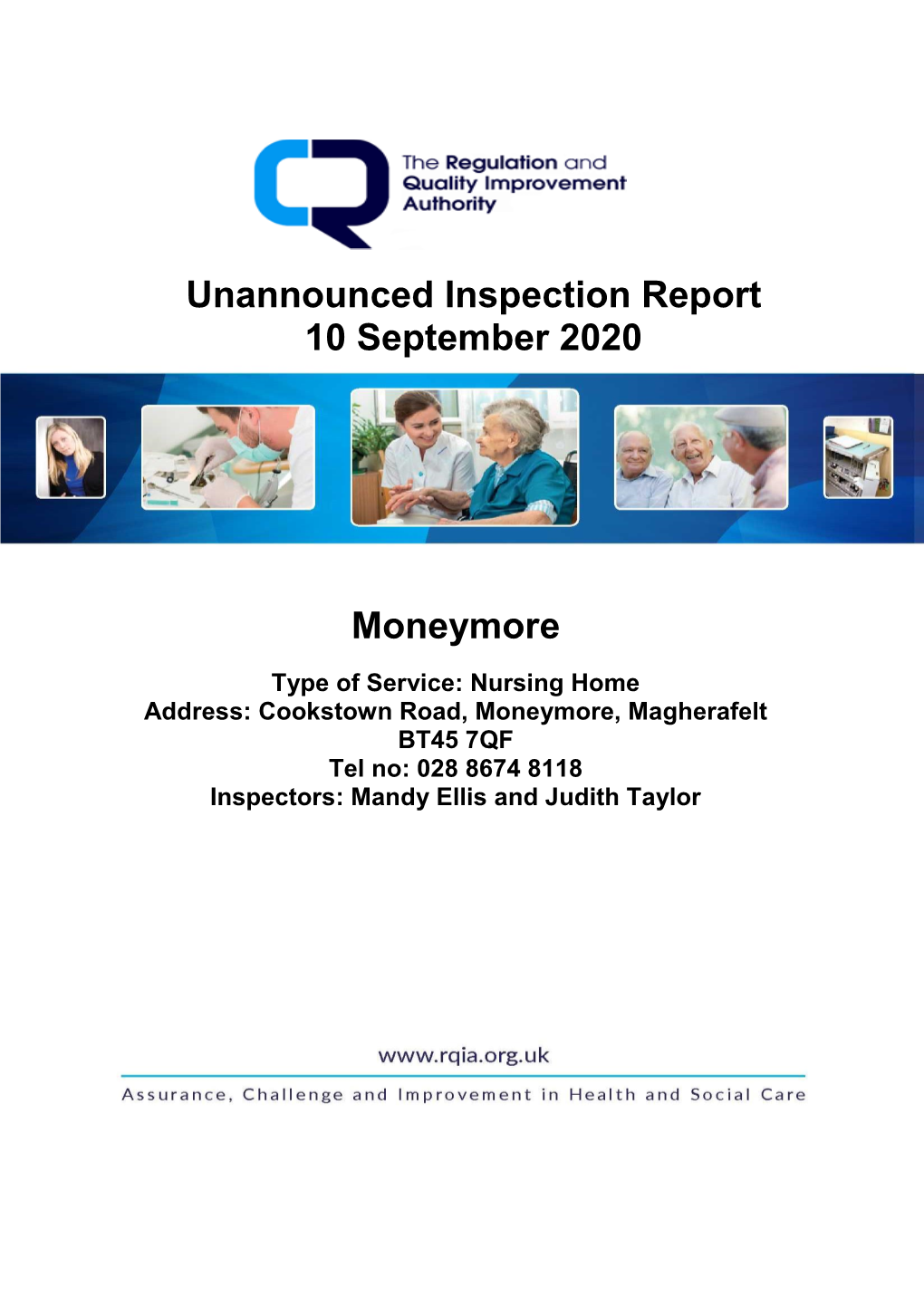 Unannounced Inspection Report 10 September 2020 Moneymore