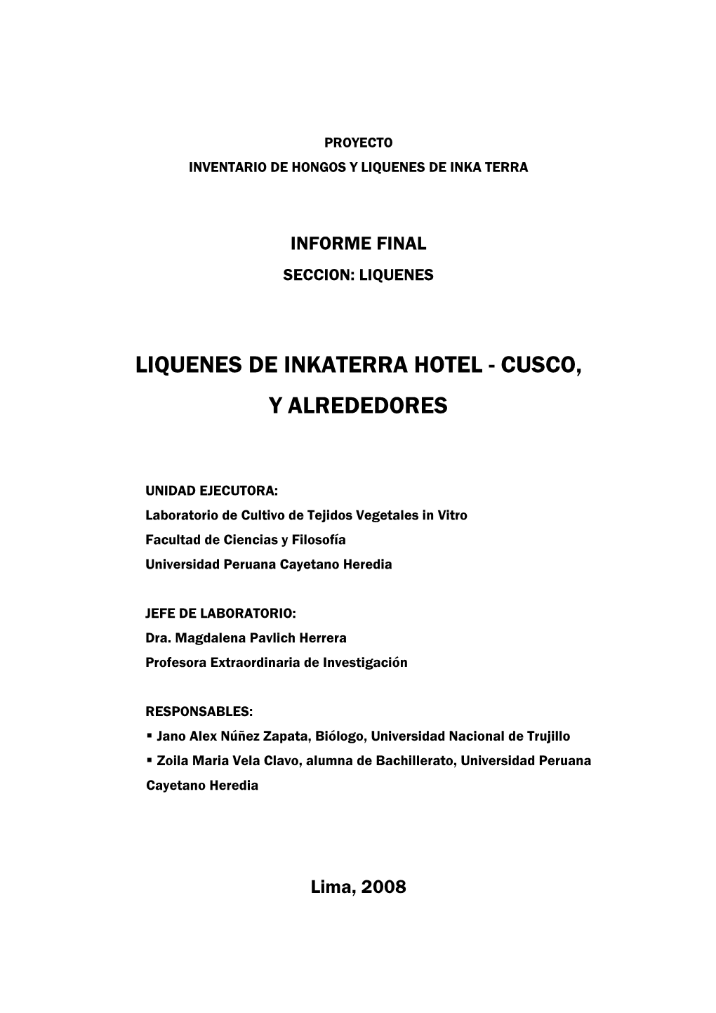 Informe Final Seccion: Liquenes