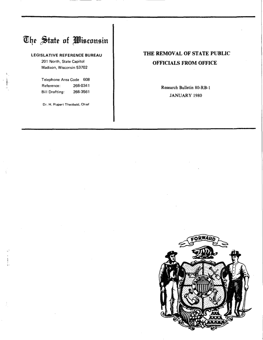 THE REMOVAL of STATE PUBLIC OFFICIALS from OFFICE Table of Contents Page INTRODUCTION