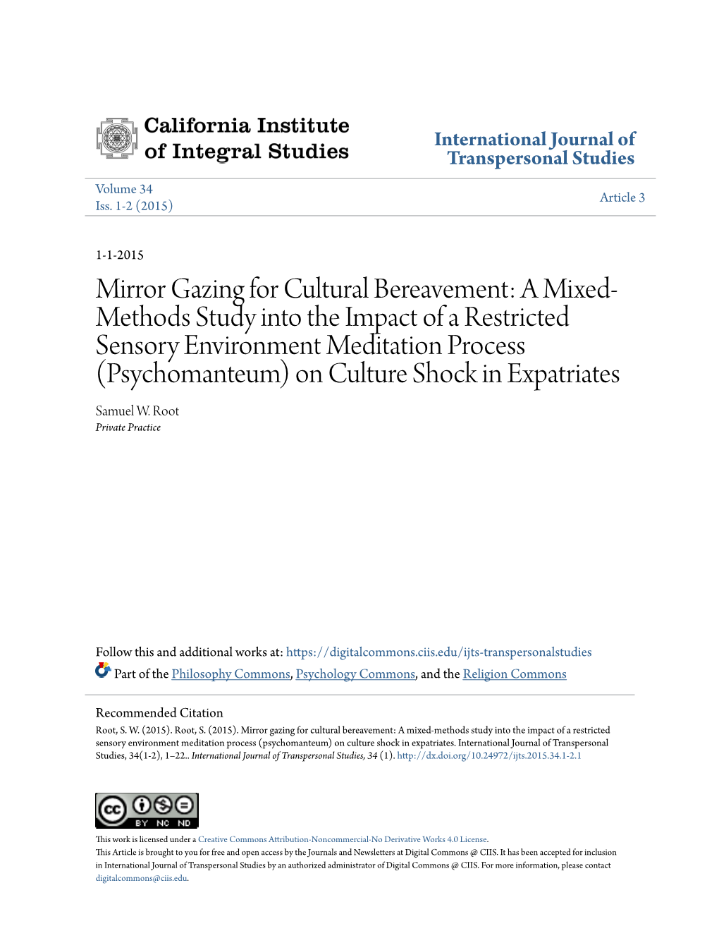 Mirror Gazing for Cultural Bereavement: a Mixed-Methods