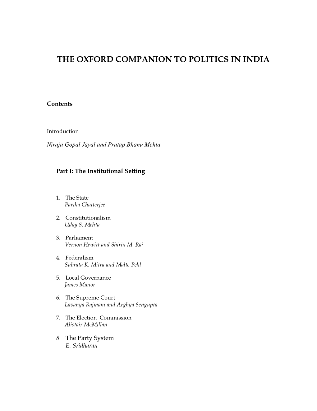 The Oxford Companion to Politics in India